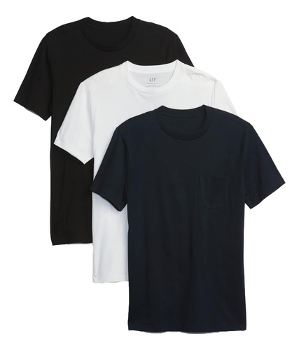 Gap Camiseta Con Bolsillo Para Hombre (paquete De 3), Multic