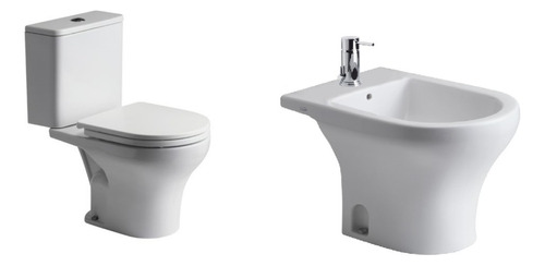 Juego De Baño Ferrum Veneto Inodoro Largo Bidet Tapa Suave