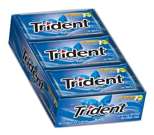 Imagen 2 de 2 de Chicle Trident® Sin Azúcar Pack Sabor Menta 18 Unidades