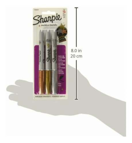 Sharpie 1858004 Metallic Marcador Permanente Punto Fino, 3