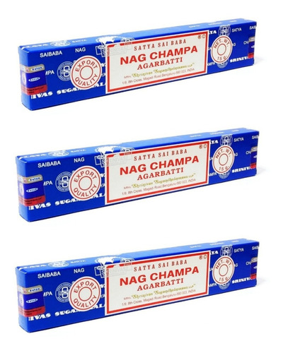 3 Cajitas Inciensos Nag Champa Premium - Nag Champa 15g C/u