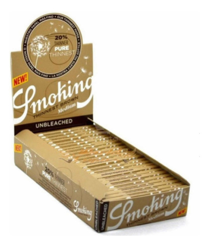 Smoking Thinnest Brown Medium - 25 Livretos - 50 Folhas