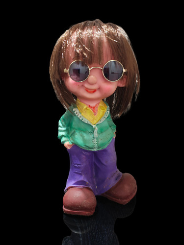 Hermosa Muñeca Decorativa Con Lentes Cerámica Nueva En Caja!