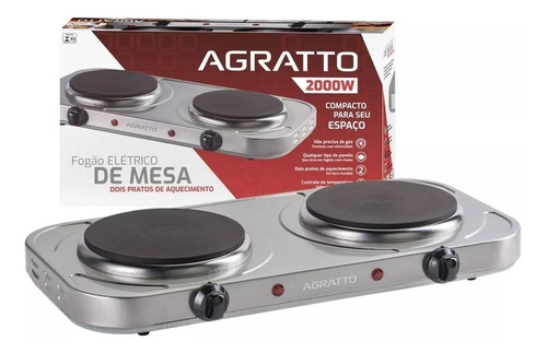 Fogão Elétrico de Mesa 2 Pratos 2000W 127v Agratto FM