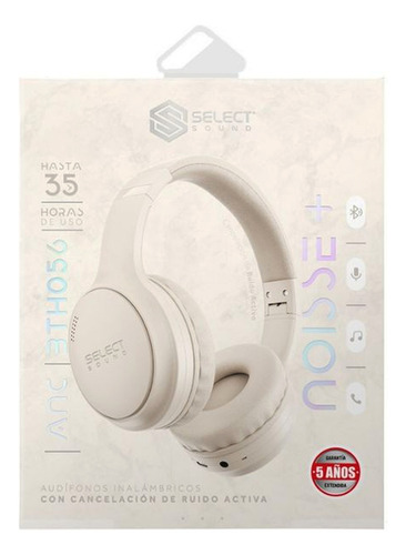 Audífono Inalámbricos Bluetooth Modelo Noise Select Sound Cancelacion De Ruido Bth056 Color Blanco