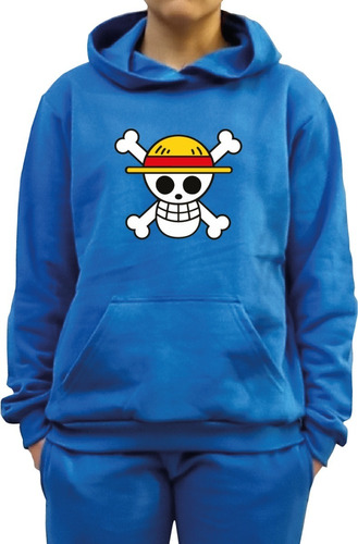 Poleron Hoodie Canguro One Piece Luffy Pirata Lacombidelmemo