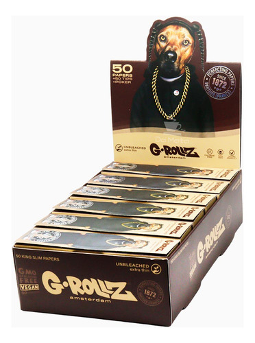 Caixa De Seda C/ Piteira G-rollz Rap Ks Unbleached - Da Mata