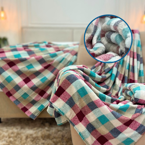 Cobertor Manta Soft Leve Quentinho Para Cama E Sofá Xadrez Cor Pardo Vermelho Desenho Do Tecido Manta Xadrez B3