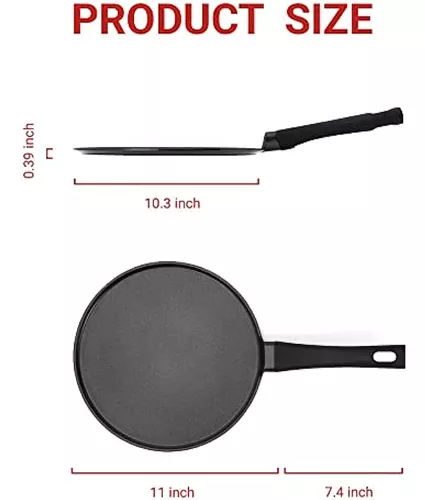 SAKUCHI Sakuchi 11 Inch Induction crepe Pan, Nonstick Dosa Pan for Stove  Tops, Tortilla Pan for glass cooktop, Tawa Pan for Roti, Black