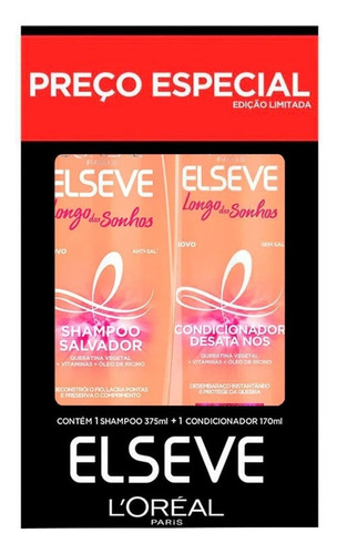  Shampoo 375ml + Condicionador 170ml Longo dos Sonhos Elseve