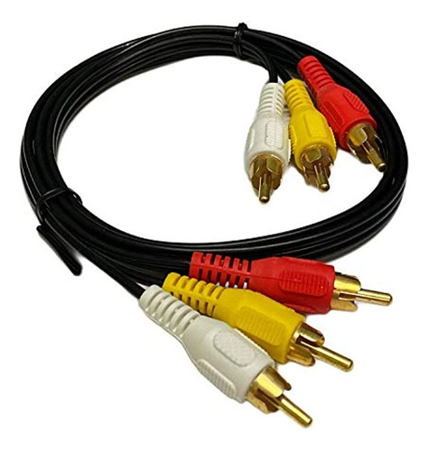 Cable De Audio / Video Rca M / Mx3 De 6 Pies Chapado En Oro