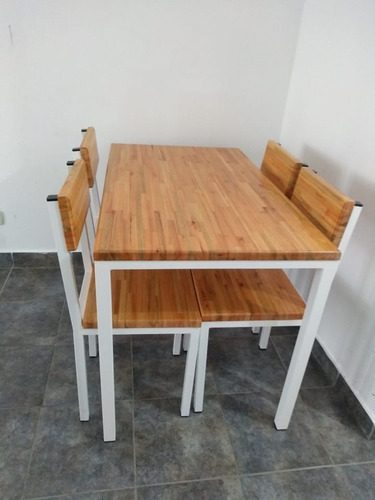 Juego De Comedor Hierro Y Madera  Estilo Industrial 