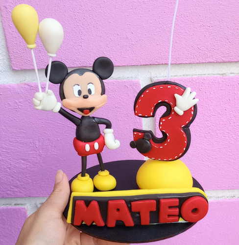 Vela Para Pastel Mickey Mouse Pasta Flexible Personalizada