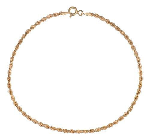 Pulso Torsal De Oro Italiano 10k, Calibre 2.6mm, 21.5 Cm Color Dorado Largo 22 Cm