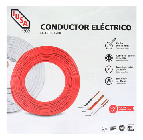 Cable Cobre Thw Calibre #8 Rollo 10 M Iusa Blanco
