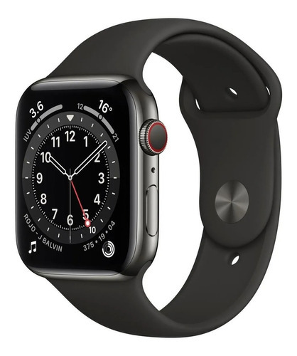 Apple Watch  Series 6 (GPS+Cellular) - Caixa de  aço inoxidável grafite de 44 mm - Pulseira esportiva preto