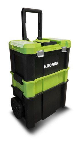 Carro Porta Herramientas Caja 3 Cuerpos Profesional Kroner Color Verde lima