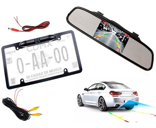 Imagen 1 de 9 de Portaplaca Camara De Revrsa Infraroja + Retrovisor Rca