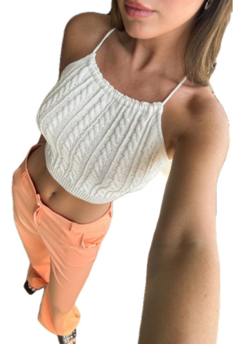 Top Hilo Calado Macramé Espalda Regulable Beige Beige A Medida