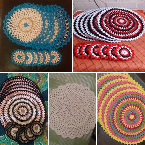 Set Individuales X 6 Hechos A Crochet (diversos Diseños)