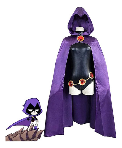 Disfraz De Cosplay De Teen Titan Super Hero Raven Para Mujer