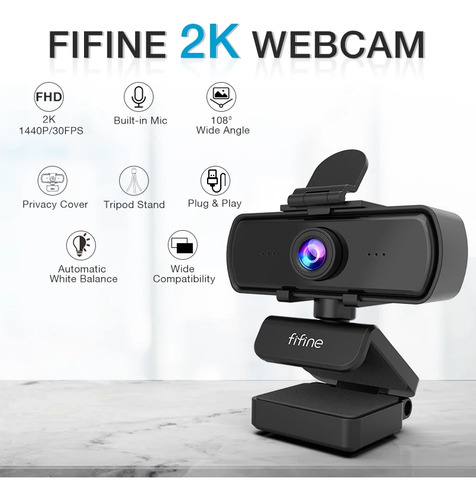 Webcam Fifine K420 Usb Hd 1440p 30fps 2k C Microfone E Tripé