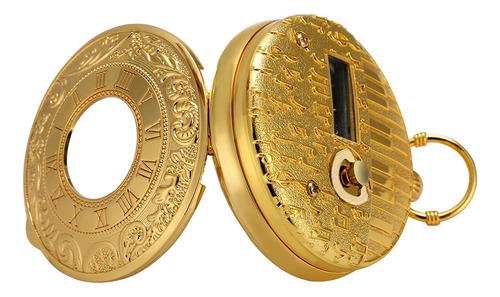 Reloj De Bolsillo De Cuarzo Vintage Con Cadena Dorado