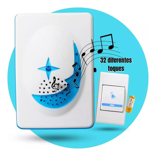 Campainha Wireless S/fio Resistente Agua C/ Pilha 32 Toques 127/220V