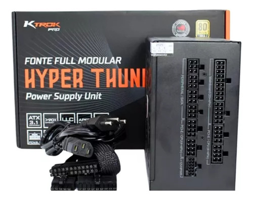 Fonte Gamer 850w Ktrok Ktp-ps850w 80+plus Gold Full Preto