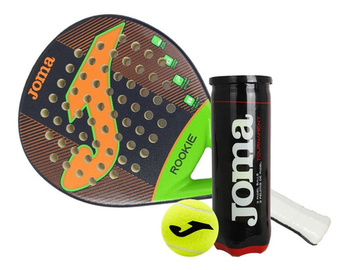 Kit Pala De Pádel Joma Rookie Verde + Tubo De 3 Pelotas