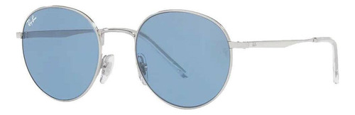 Óculos de sol Ray-Ban RB3681 Standard armação de metal cor polished silver, lente blue clássica, haste polished silver de metal