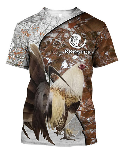 Cr Playera Manga Corta Estampada Gallo 3d