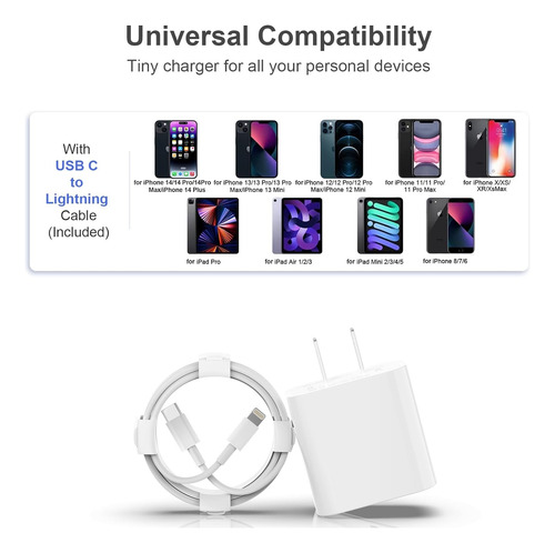 Cargador iPhone 11 12 13 Certificado Carga Rápida 20w Tipo C