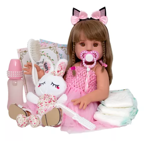 Bebe Reborn Menina Realista Baby Boneca + Enxoval Completo