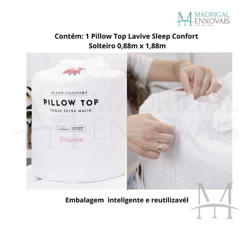 Pillow Top Lavive Solteiro Extra Macio 100% Algodão 200 Fios
