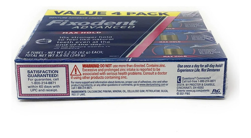 Adhesivo Fixodent Advanced Dental Adhesive Cream Max Hold