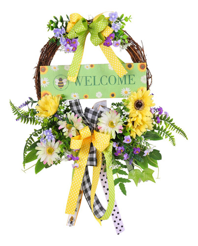 Corona De Primavera Para Puerta Delantera, Corona Artificial