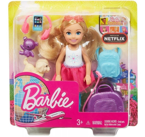 Muñeca turística Barbie Chelsea con perro - Mattel