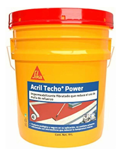 Sika Acril Techo Power 4 Años, Cubeta 19 L,