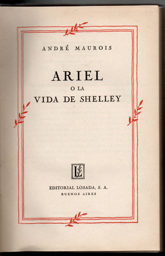 Ariel O La Vida De Shelley André Maurois 