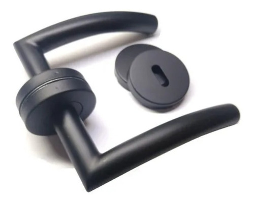 Imagen 1 de 7 de Manija Picaporte Acero Inoxidable Negro Oval Con Bocallaves