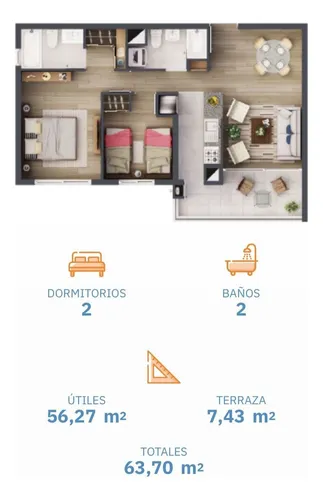 Departamento En Venta De 2 Dorm. En Villa Alemana