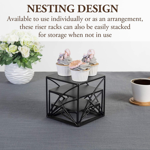 Elevadores De Metal Negro Mate Para Cupcakes Y Postres