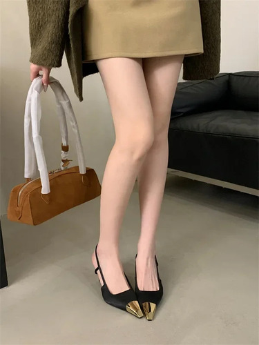 Sandalias De Tacón Alto Con Punta Puntiaguda - Zapatos De Mo