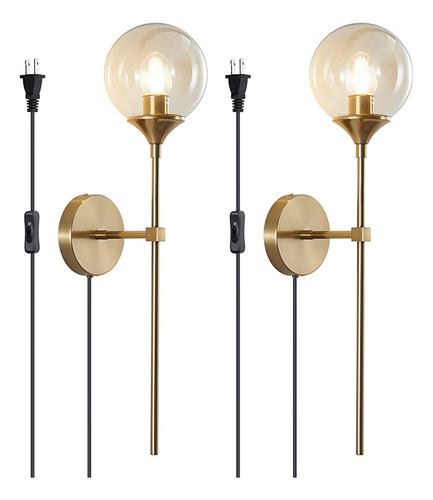 Kco Lighting Mid-century Plug In Cord Wall Sapliqus Set Of 2