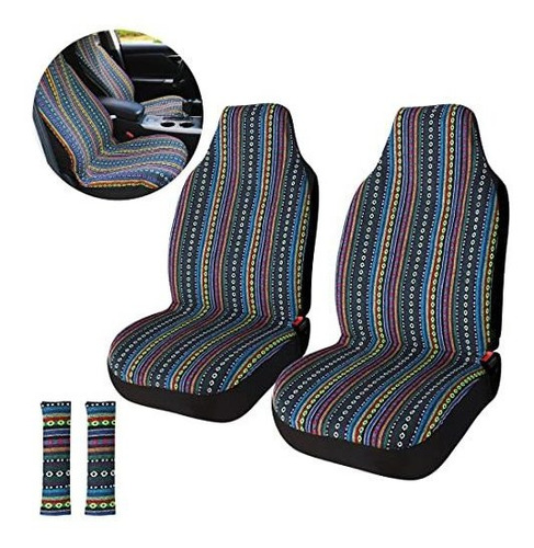 Copap Universal Stripe Colorful 4pc Front Seat Covers 9yjlq