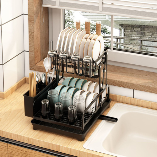 Cocina Doble Vajilla Rack Fregadero Asphalt Rack