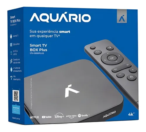 Tv Box Aquário Plus 4k Stv-3000 Plus Stv-3000 4k Padrão 4k 16gb Preto Com 2gb De Memória Ram