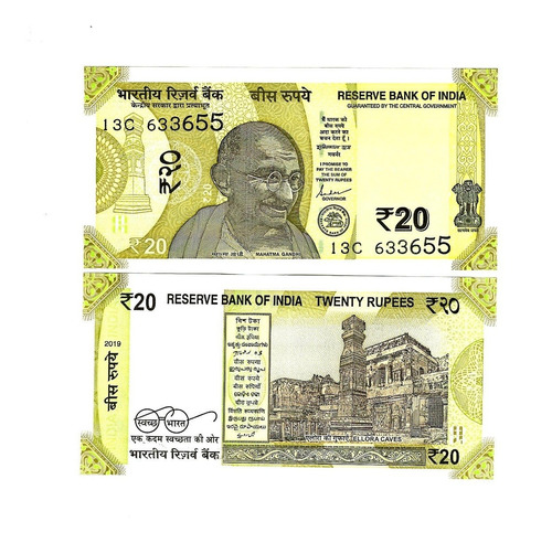 India - Billete 20 Rupias 2019 Gandhi - Unc