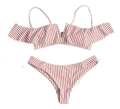 Bikini Con Vuelos Y Corte En V Talla L